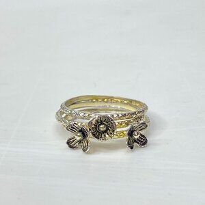 Sterling Silver 3-in-1 Stackable Ring Floral Design Size 7 JR1127